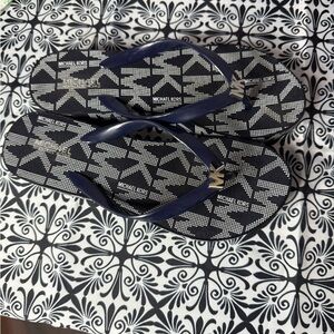 Michael Kors Navy and White Patterned Sandals